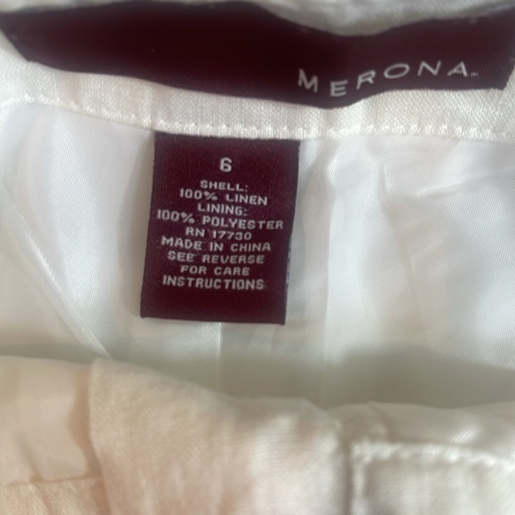 Merona White Linen Pants w/Polyester Lining NWOT 6 - Picture 9 of 9